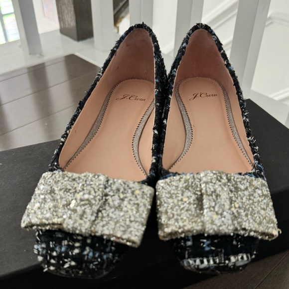 JCrew Sally Ballet Flat in Tweed w/ Glitter Bow - Picture 10 of 12